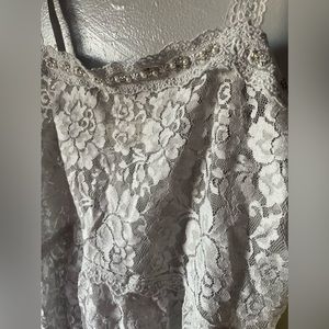 Abercrombie grey beaded lace tank